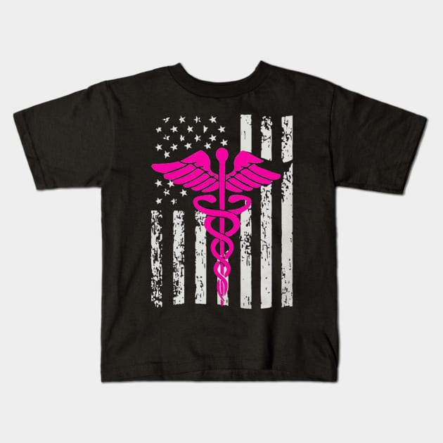 Nurse american flag Kids T-Shirt by RoseKinh